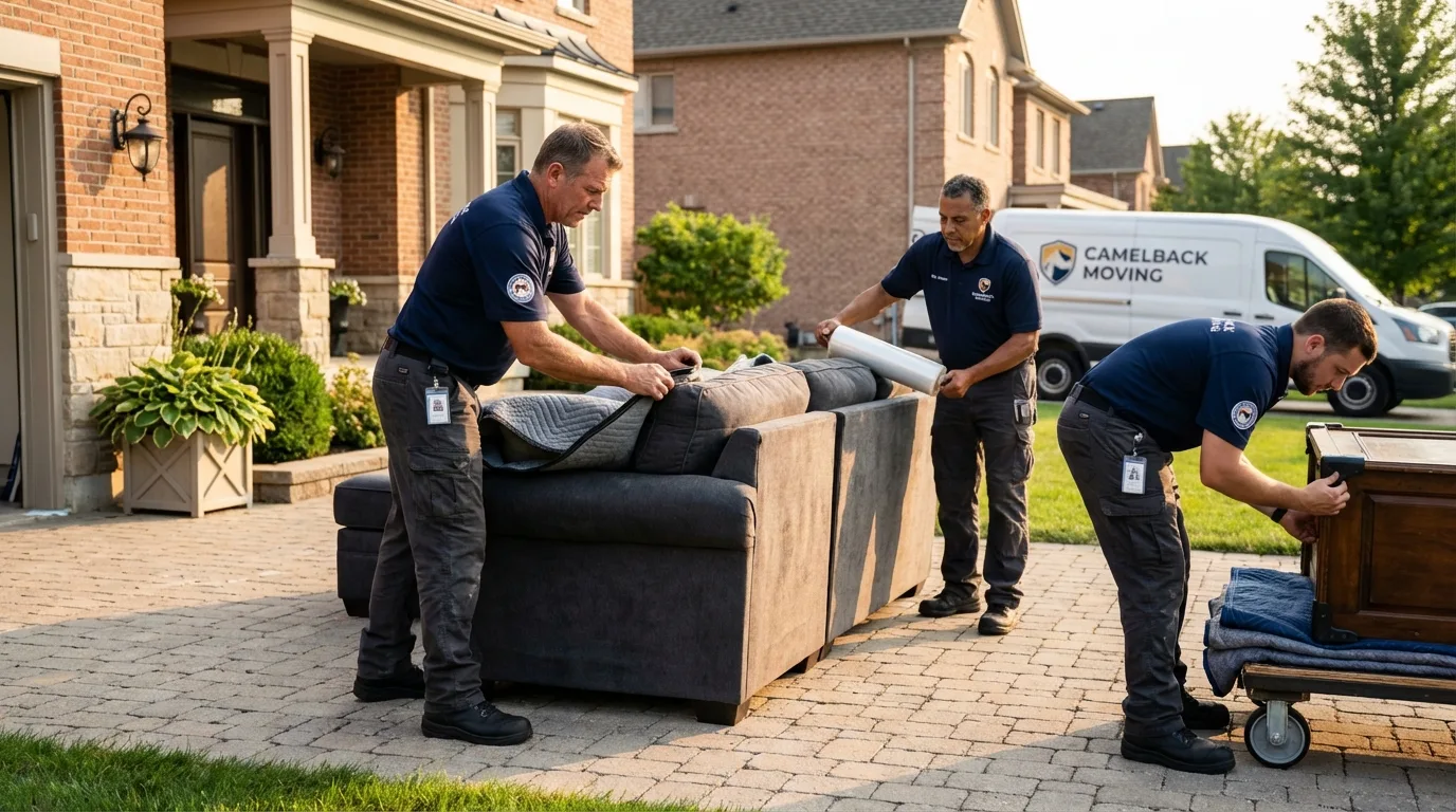 Large estate moving crew wrapping furniture in Sheridan, IN